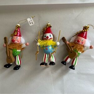 (3) KATHE WOHLFAHRT Ornament Rothenburg Germany Tags Wooden Clowns READ